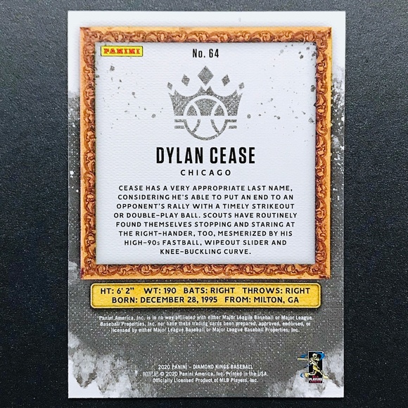 Dylan Cease RC - 2020 Diamond Kings #64 - Picture 2 of 2